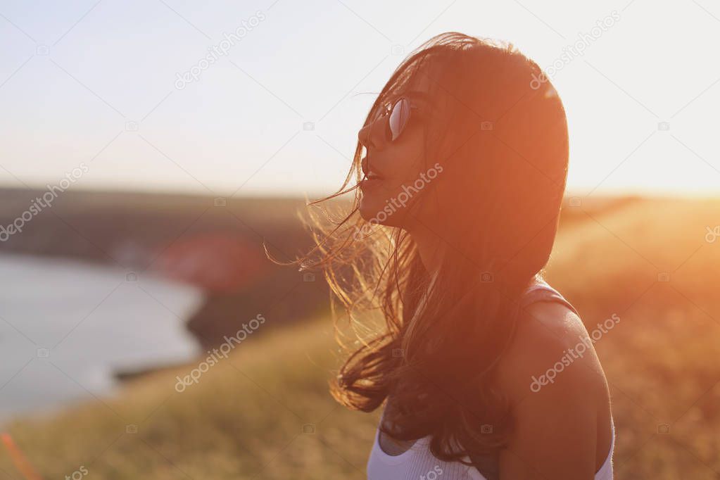 girl enjoying wind