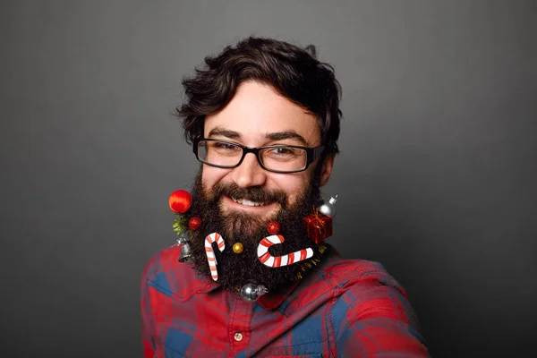 Hombre friki listo para celebrar para Año Nuevo o Navidad —  Fotos de Stock