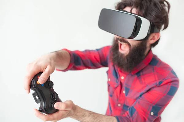 Homem jogando um jogo VR — Fotografia de Stock