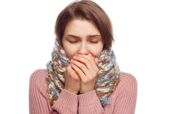 Young sick girl in scarf 