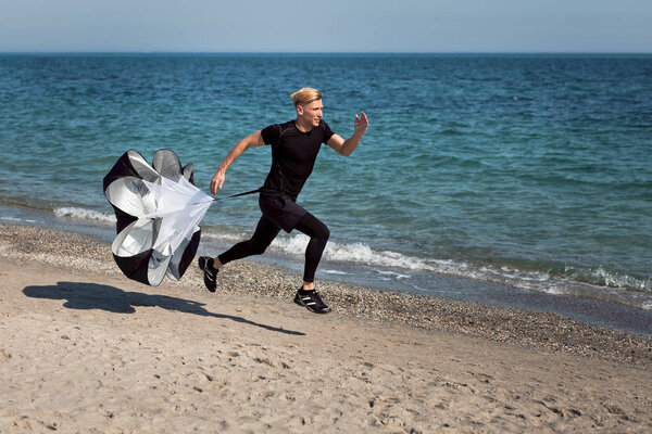 Man running on seaside