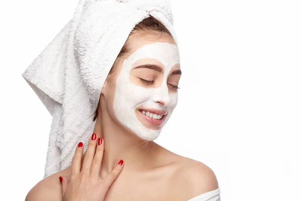 Woman enjoying with cleansing mask — Stock Photo, Image