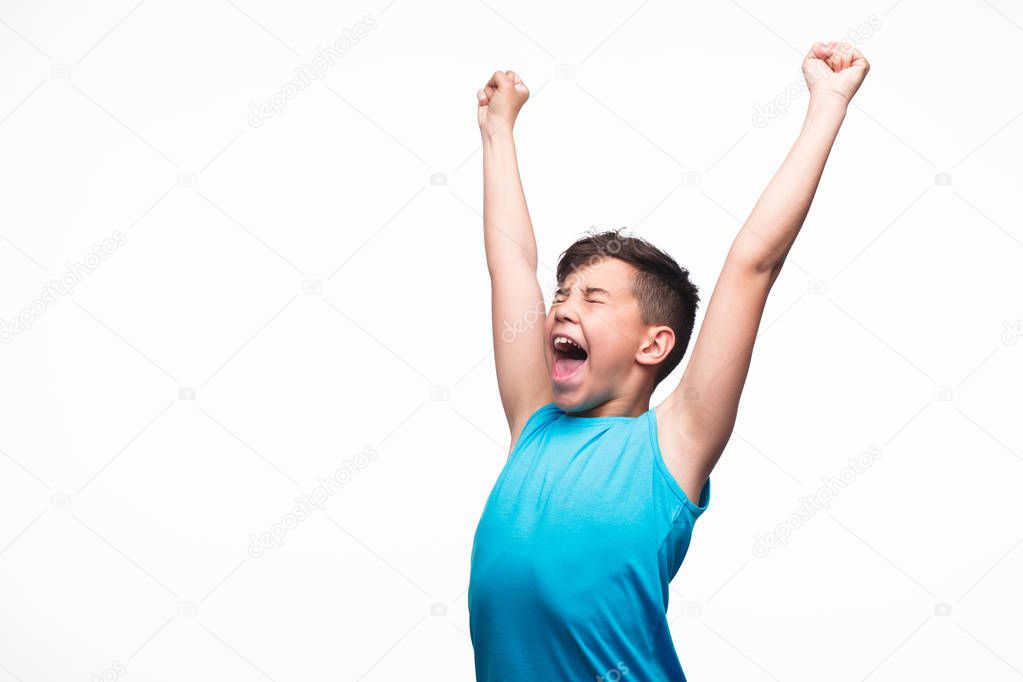 screaming teen with hands up 