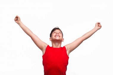 Eller yukarı neşeli çocukla