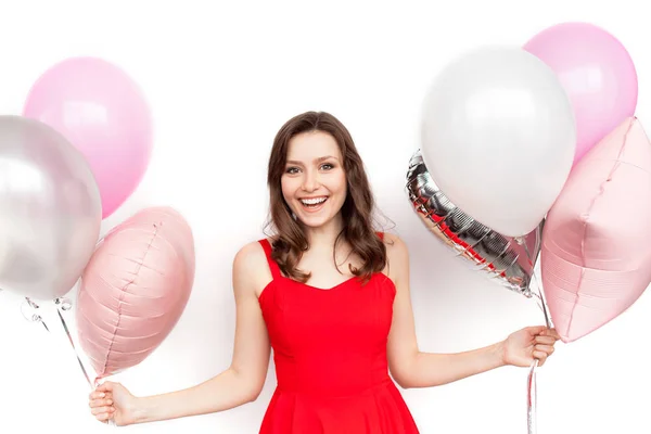 Junges Weibchen mit Luftballons — Stockfoto