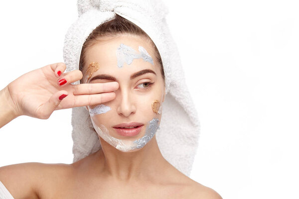 woman after shower with cosmetics 