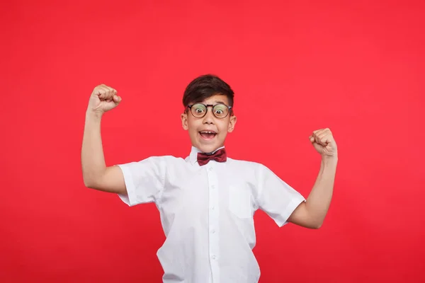 Strong kid posing happily — Stock Photo, Image