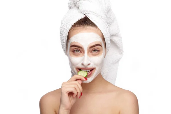 Girl with applied mask on face — Stock Photo, Image