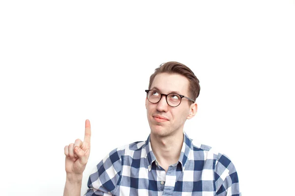 Un hombre inteligente levantando el dedo — Foto de Stock