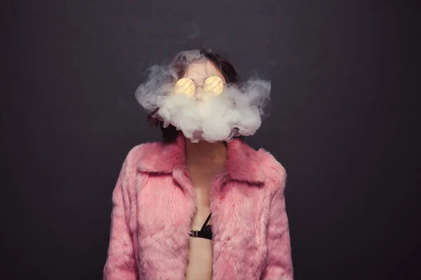 Female in smoke — Stock Photo, Image