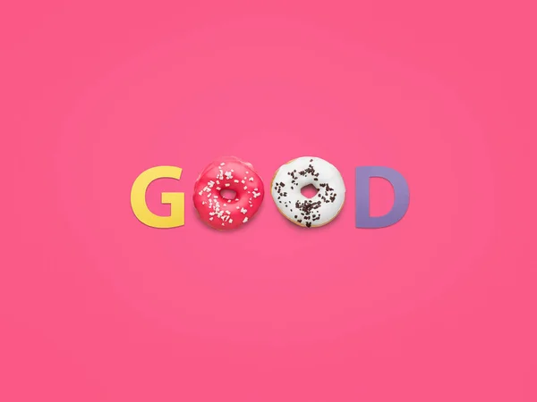 Wort gut komponiert mit Donut — Stockfoto