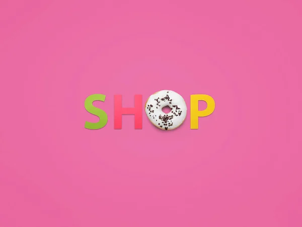 Word Shop hecho con donut —  Fotos de Stock