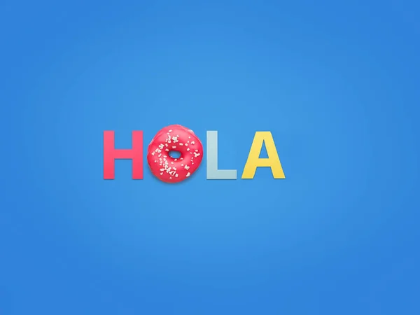 Greeting word with colorful letters on blue — Stock Photo, Image
