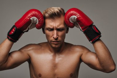 Boxer erkek savaşmaya hazırlanıyor