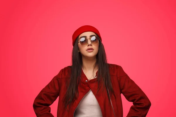 Contemporary model in red — Stock Photo, Image