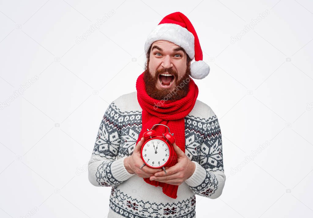Bearded man waiting for New Year countdown