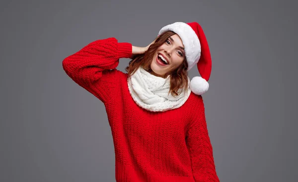 Mujer emocionada celebrando la Navidad — Foto de Stock