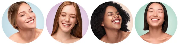 Diverse jonge vrouwen vrolijk lachen — Stockfoto