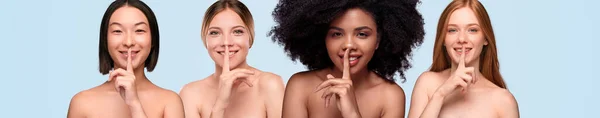 Mooie multiraciale vrouwen houden geheim — Stockfoto