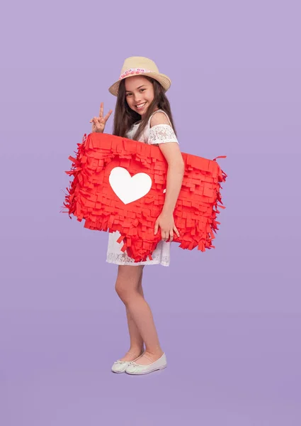 Cheerful teenager with like banner — Stock Fotó