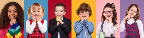 Sorprendidos niñas y niños multiétnicos —  Fotos de Stock