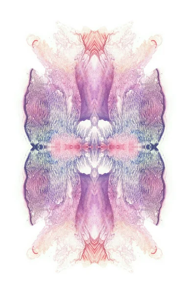 Karten von rorschach inkblot test. Blume. blaue, violette, violette, rosa und rote Farbkleckse. abstrakte Aquarellmalerei. — Stockfoto