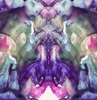 Canlı renkler simetrik dikey arka plan fantezi tasarım için soyut. Özgün tasarım için elle çizilmiş suluboya resim.