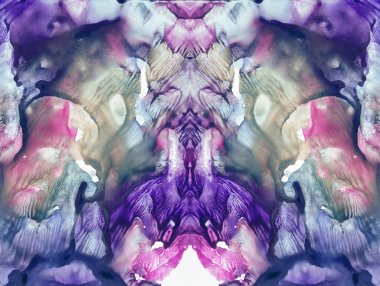 Canlı renkler fantezi tasarım için simetrik arka plan soyut. Özgün tasarım için elle çizilmiş suluboya resim.