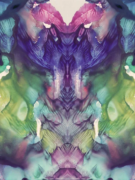 Canlı renkler simetrik dikey arka plan fantezi tasarım için soyut. Özgün tasarım için elle çizilmiş suluboya resim.