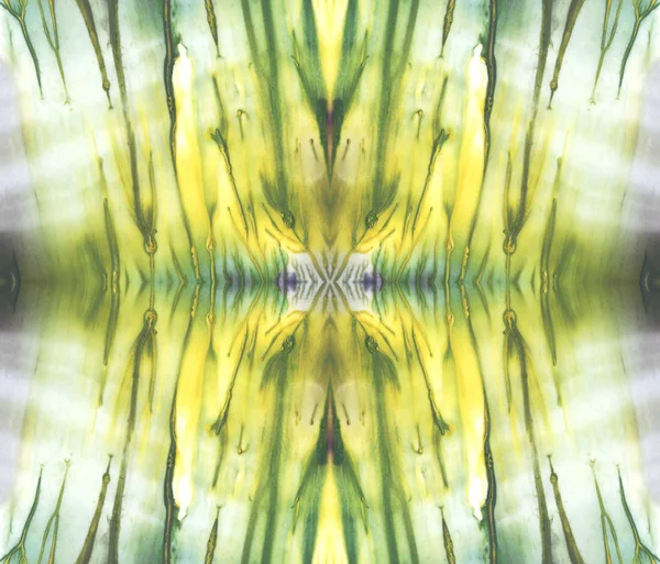 Bright symmetric background. Blue, green, white and yellow pigments. Abstract watercolor painting. — Stock Photo, Image