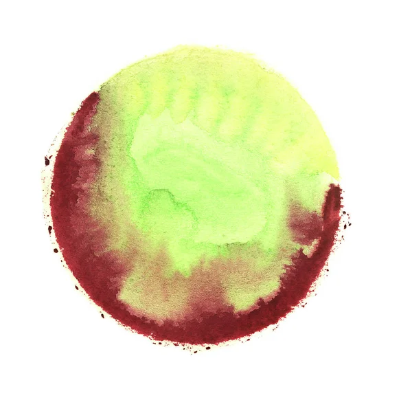 Sphère Aquarelle Peinture Abstraite Peinture Vert Pâle Rouge Blank Abstract — Photo