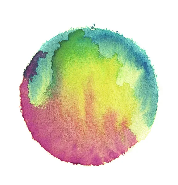 Colorful Watercolor Sphere Abstract Painting Blue Green Yellow Magenta Paint — Stock Photo, Image