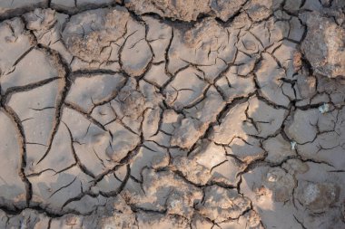 Topraktaki çatlaklar, arka plan dokusu, yağmur olmadan su yok.