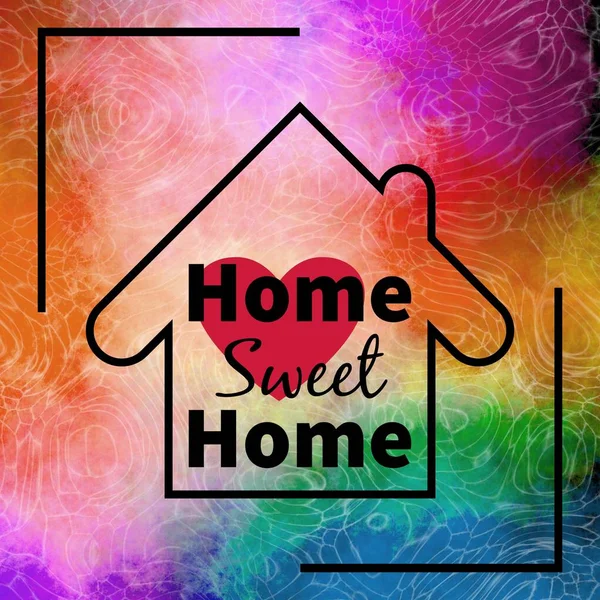 Home sweet home design über buntem Hintergrund — Stockfoto