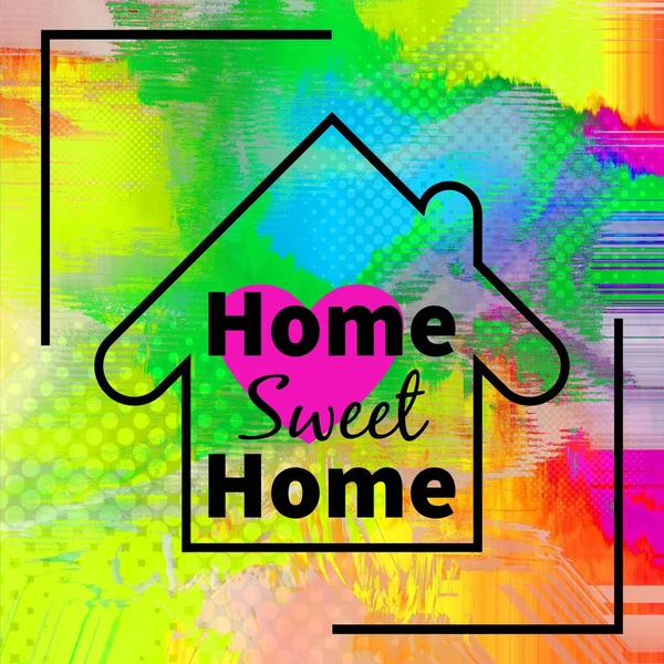 Home dolce casa sfondo design con cuore viola — Foto Stock