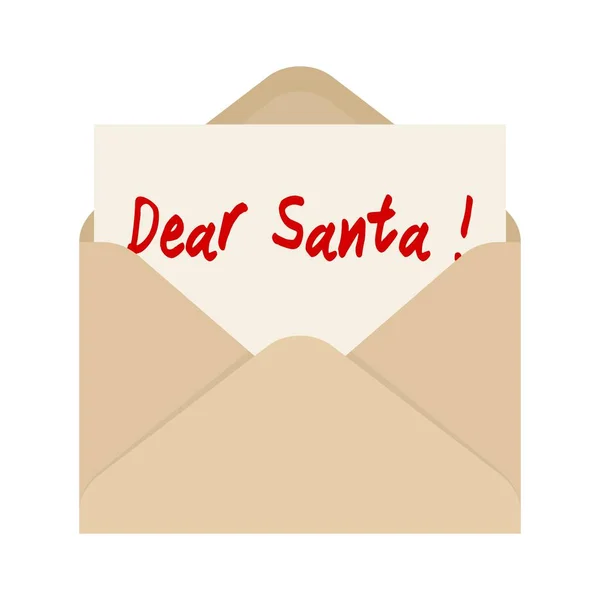 Lieber Weihnachtsmann im braunen Umschlag. der Brief aus dem Umschlag gezogen — Stockvektor