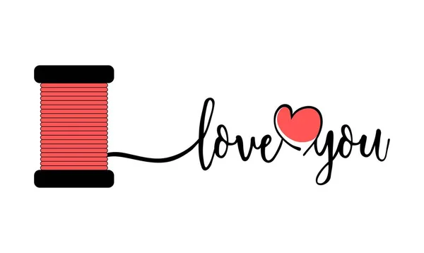 Liebe deinen Text mit Faden. Valentinstag-Konzept — Stockvektor