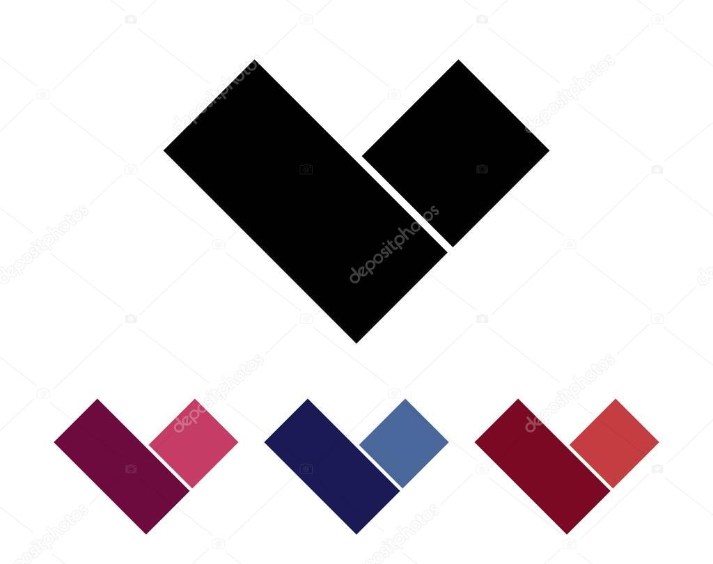 Letter V logo set. Design element. Isolated on white