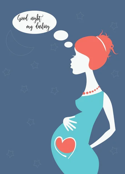 Sylwetka w ciąży kobiety z bańki myślenia — Wektor stockowy