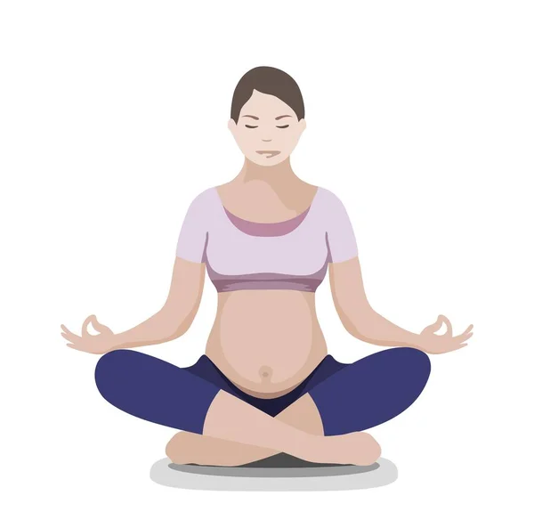 Terhes nő jóga pózban — Stock Vector