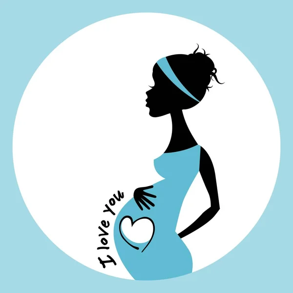 Sziluettjét a terhes nő. Üres hely a várandós anya — Stock Vector