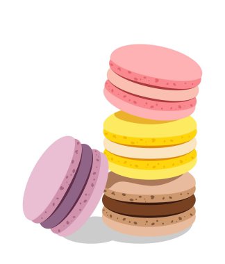 Farklı Fransız kurabiye kurabiye veya macarons yığını