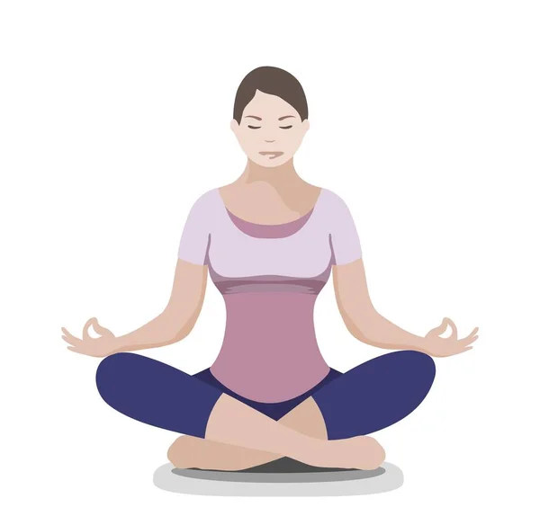 Silhouette of yoga woman. Padmasana - Lotus pose — Stock Vector
