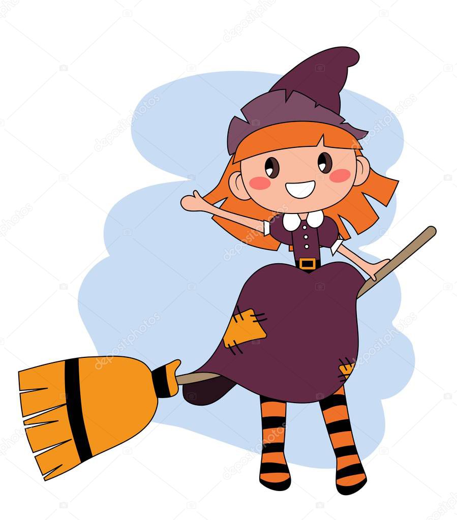 Cute Redheaded Witch Flying On A Broom Over Blue Sky Halloween Theme Premium Vector In Adobe Illustrator Ai Ai Format Encapsulated Postscript Eps Eps Format Cute Redheaded Witch Flying On A Broom Over Blue Sky Halloween Theme Premium Vector In Adobe Illustrator Ai Ai Format Encapsulated Postscript Eps Eps Format