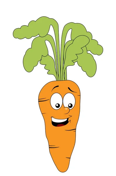 Carácter sonriente de zanahoria aislado en blanco — Vector de stock