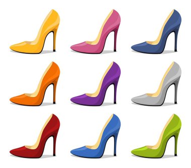 Stiletto ayakkabı. Kırmızı Bayan yüksek topuk üzerinde beyaz izole gölge ile