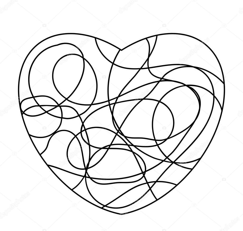 Heart like shape mosaic icon or logo isolated on white background
