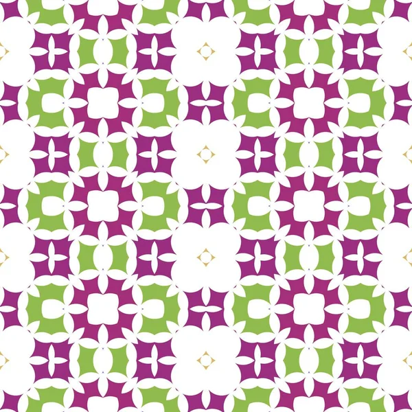Безшовний орнаментальний візерунок у фіолетовому, білому та зеленому — стокове фото