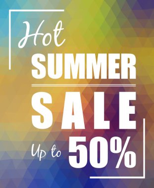 Yaz satış % 50 poligonal arka plan üzerinde sıcak.