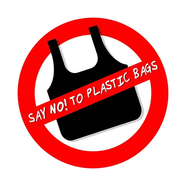 SAY NO TO PLASTIC BAGS ban sign icon isolated on white — Stock Vector